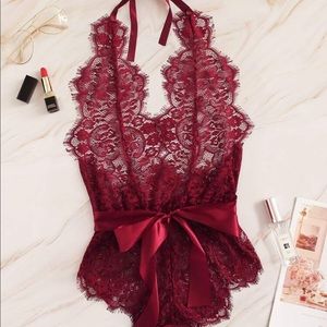 Sexy red one piece body suit